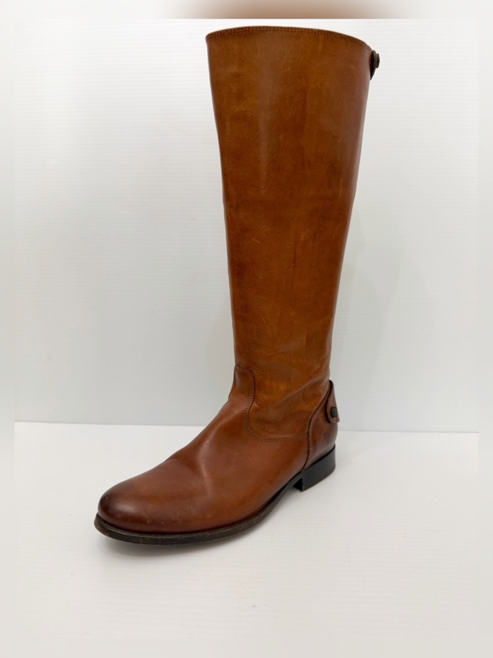Frye Cognac Melissa Back Button Leather Riding Boots - 9.5